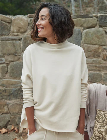 Frank & Eileen Effie Long Sleeve Funnel Neck Capelet in Vintage White