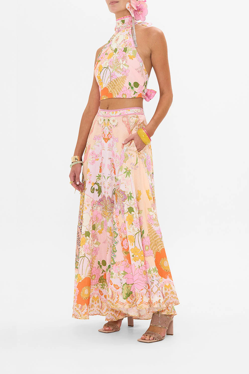 Camilla Maxi Circle Skirt in Clever Clogs