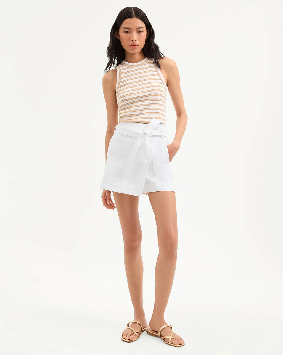 Veronica Beard Agee Belted Wrap Skort in White