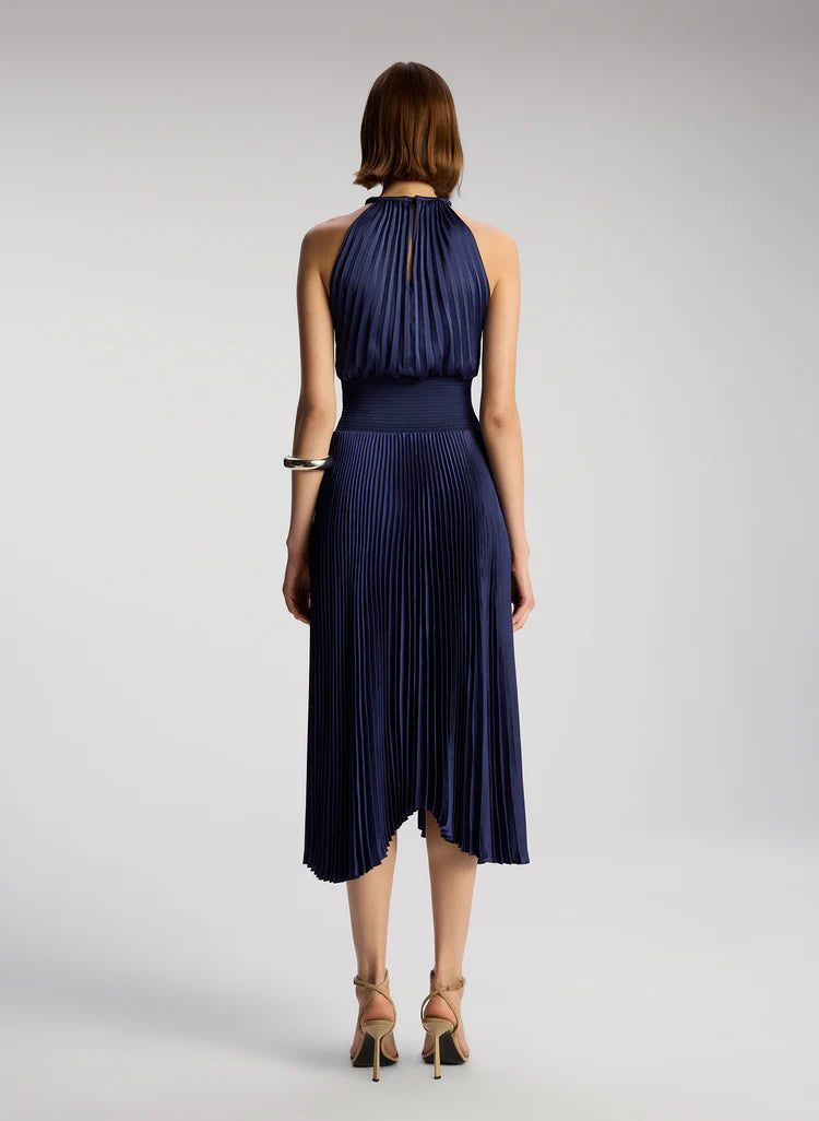 A.L.C. Renzo II Satin Pleated Dress in Riviera