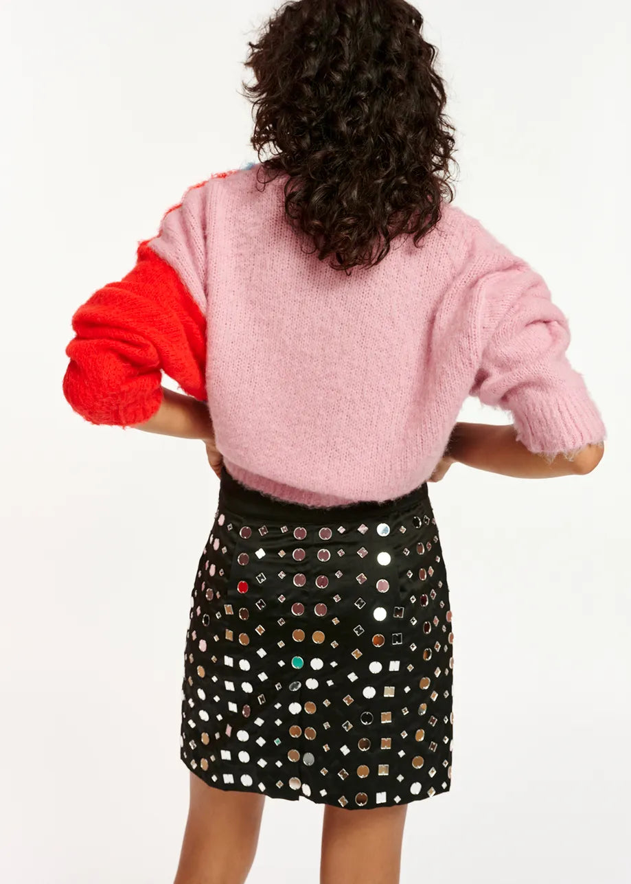 Essentiel Antwerp Eshiny Satin Mirror Skirt in Black