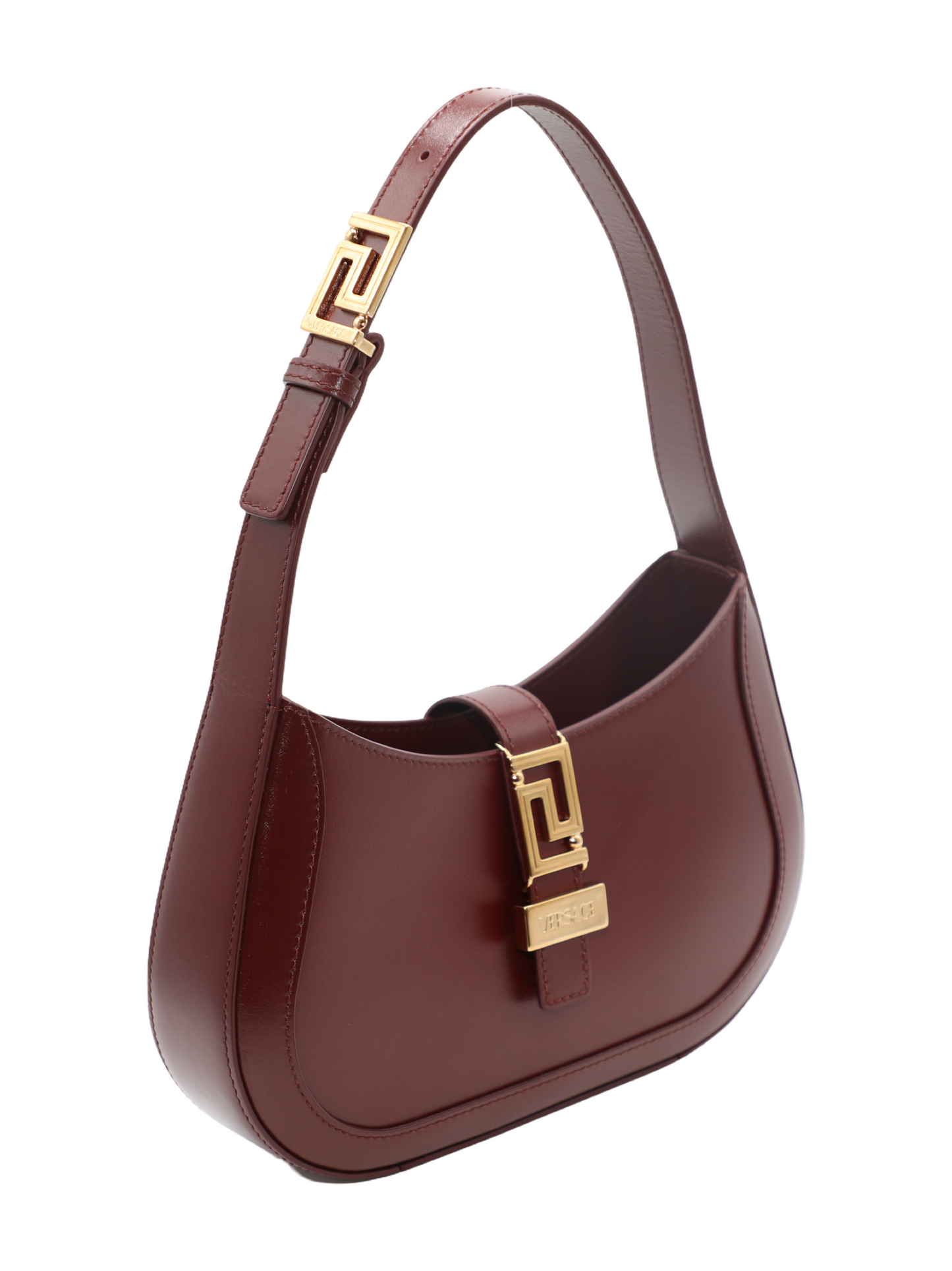 Versace Small Hobo Calf Leather in Burgundy-Versace Gold