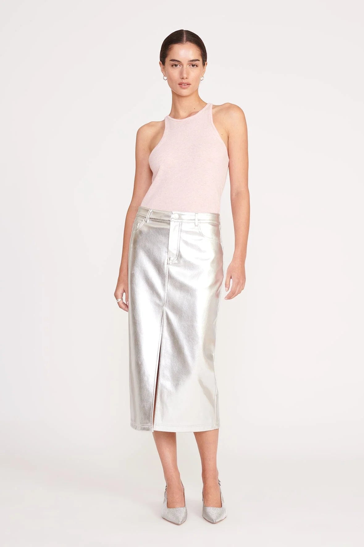 Staud Oaklyn Skirt in Silver