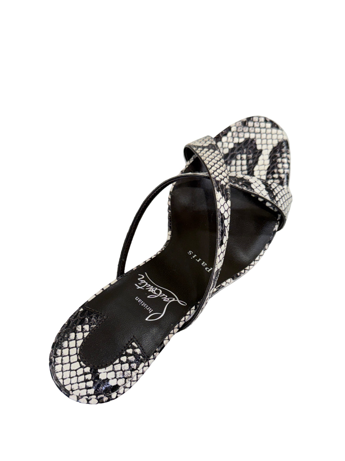 Christian Louboutin Mulazee Cross 80 Watersnake Mule Sandals in Cosme | In-Store Only