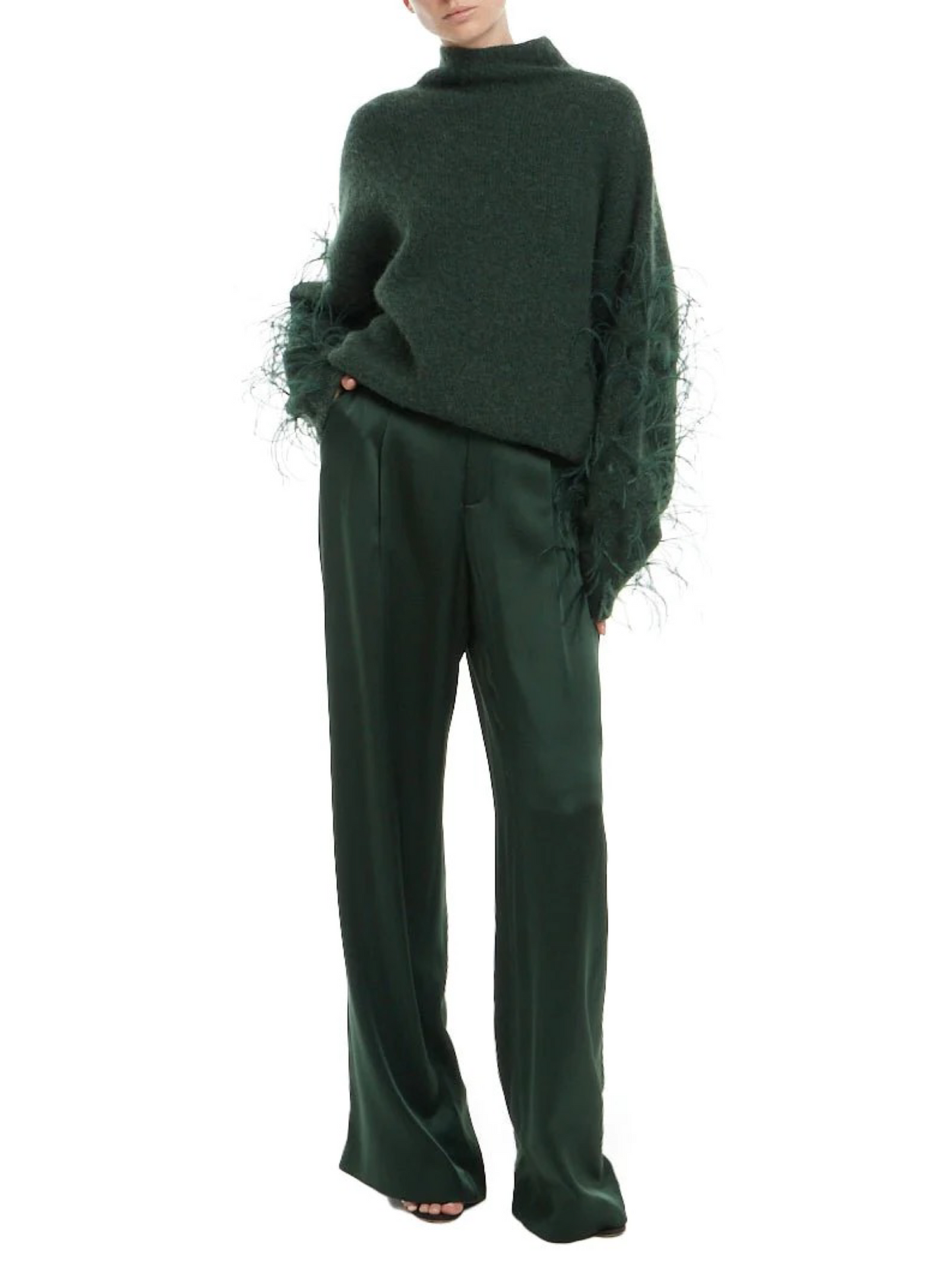 LaPointe Alpaca Silk Turtleneck With Feathers