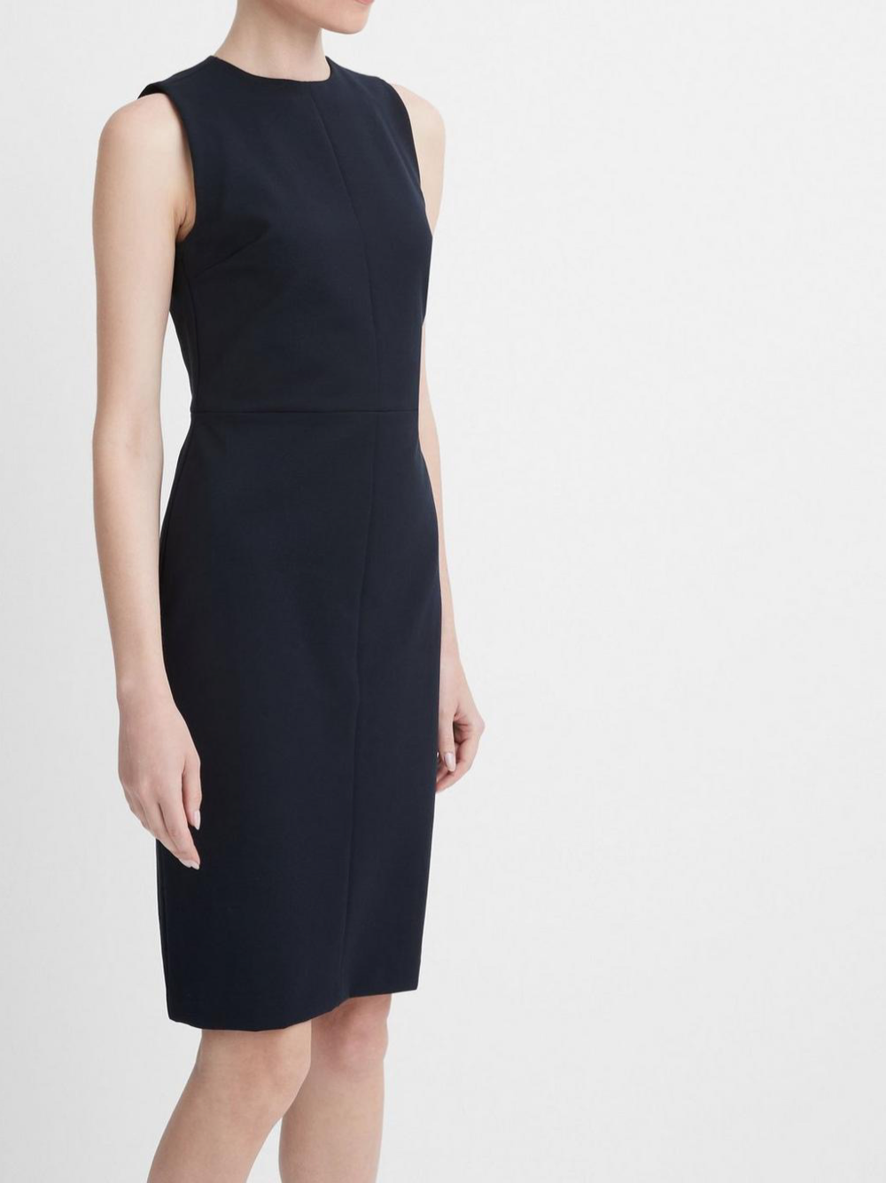 Vince Seamed Front Black Sheath Dress