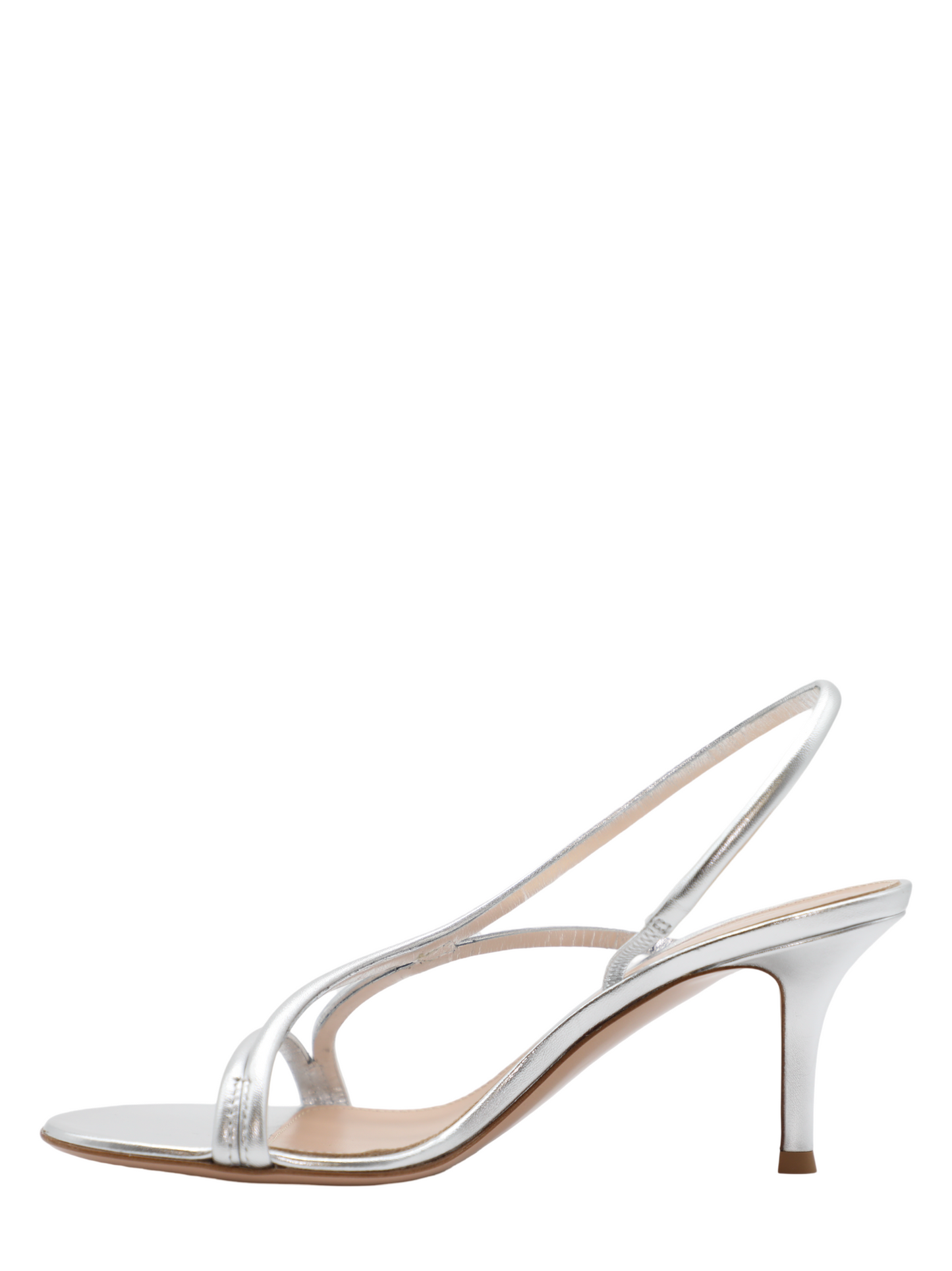 Gianvito Rossi Nappa Silk Heel in Silver Arge