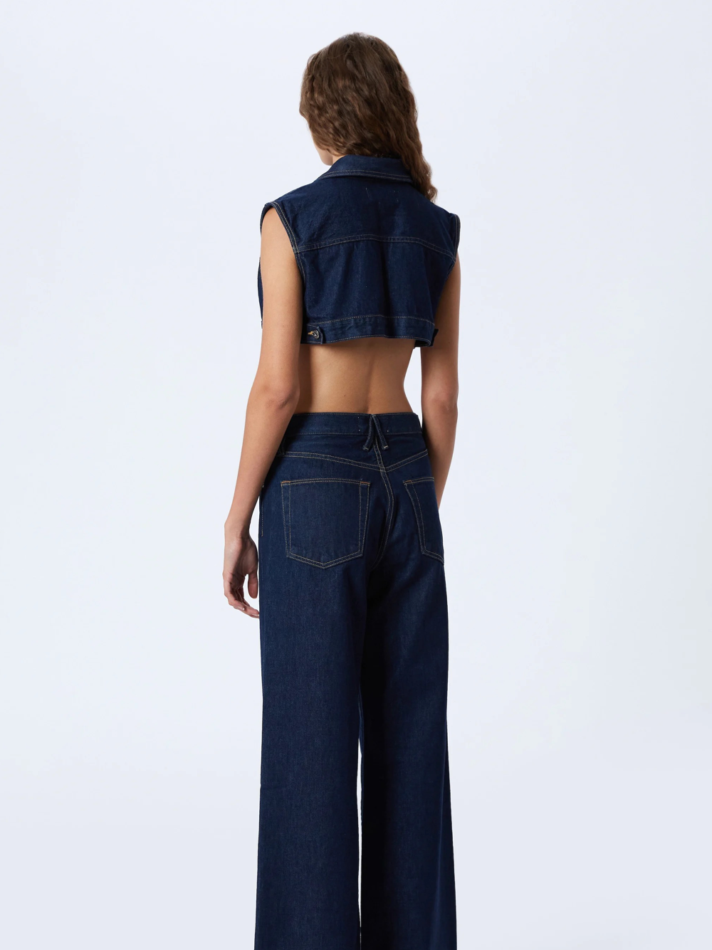 SLVRLAKE Ultra Crop Trucker Vest in Midnight Mile