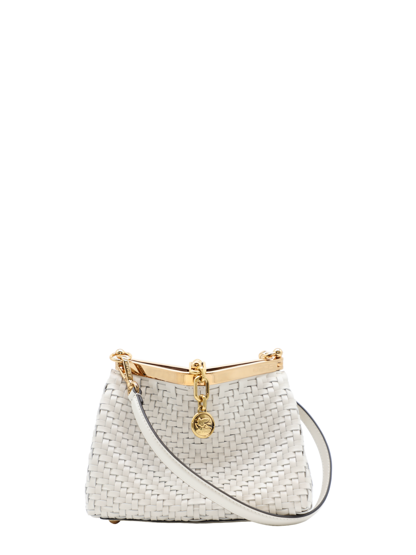 Etro Small Woven Vela Bag in Bianco Latte