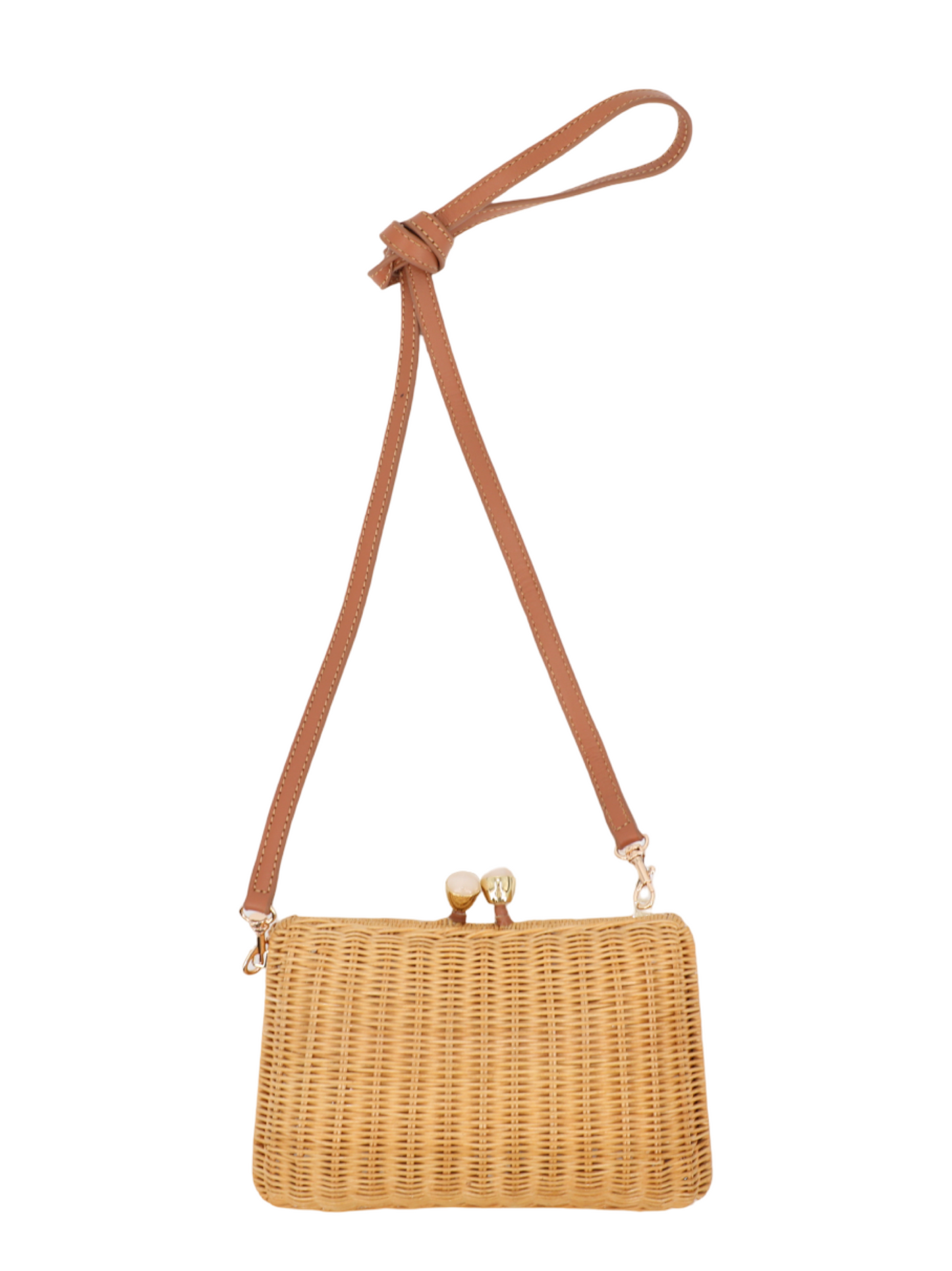 Serpui Charlotte Scales Wicker Clutch in Light Honey