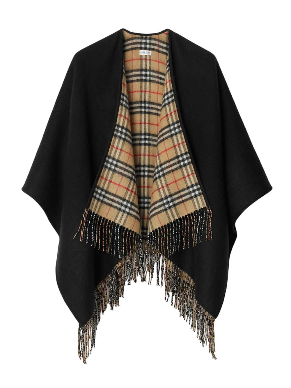 Burberry Check Wool Reversible Cape in Black