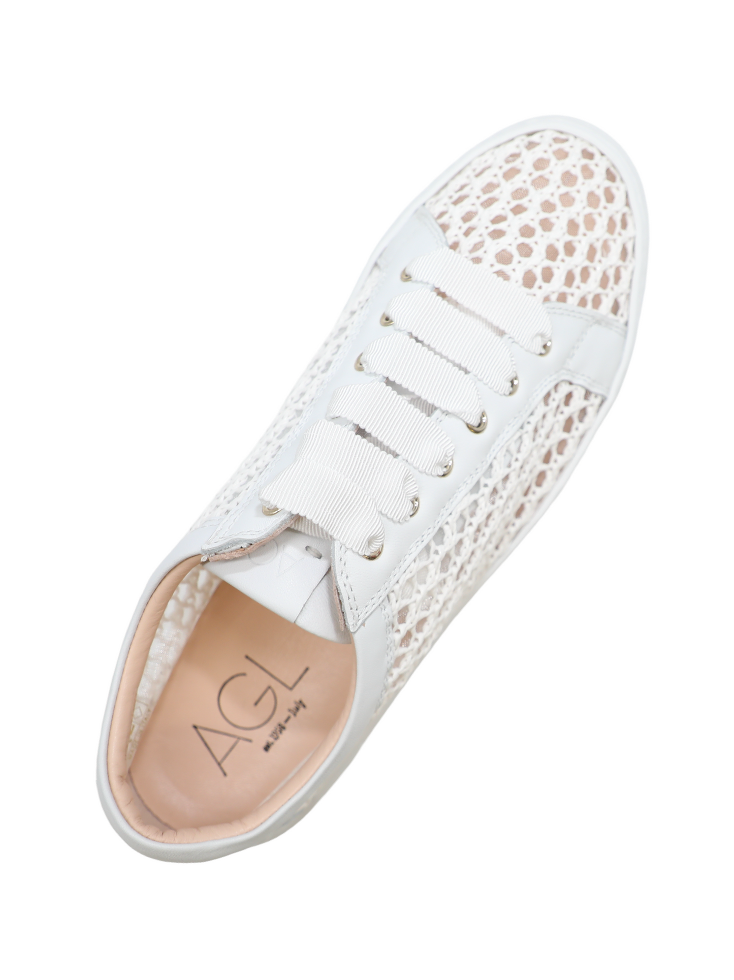 AGL Metra Leather and Fabric Sneaker in White