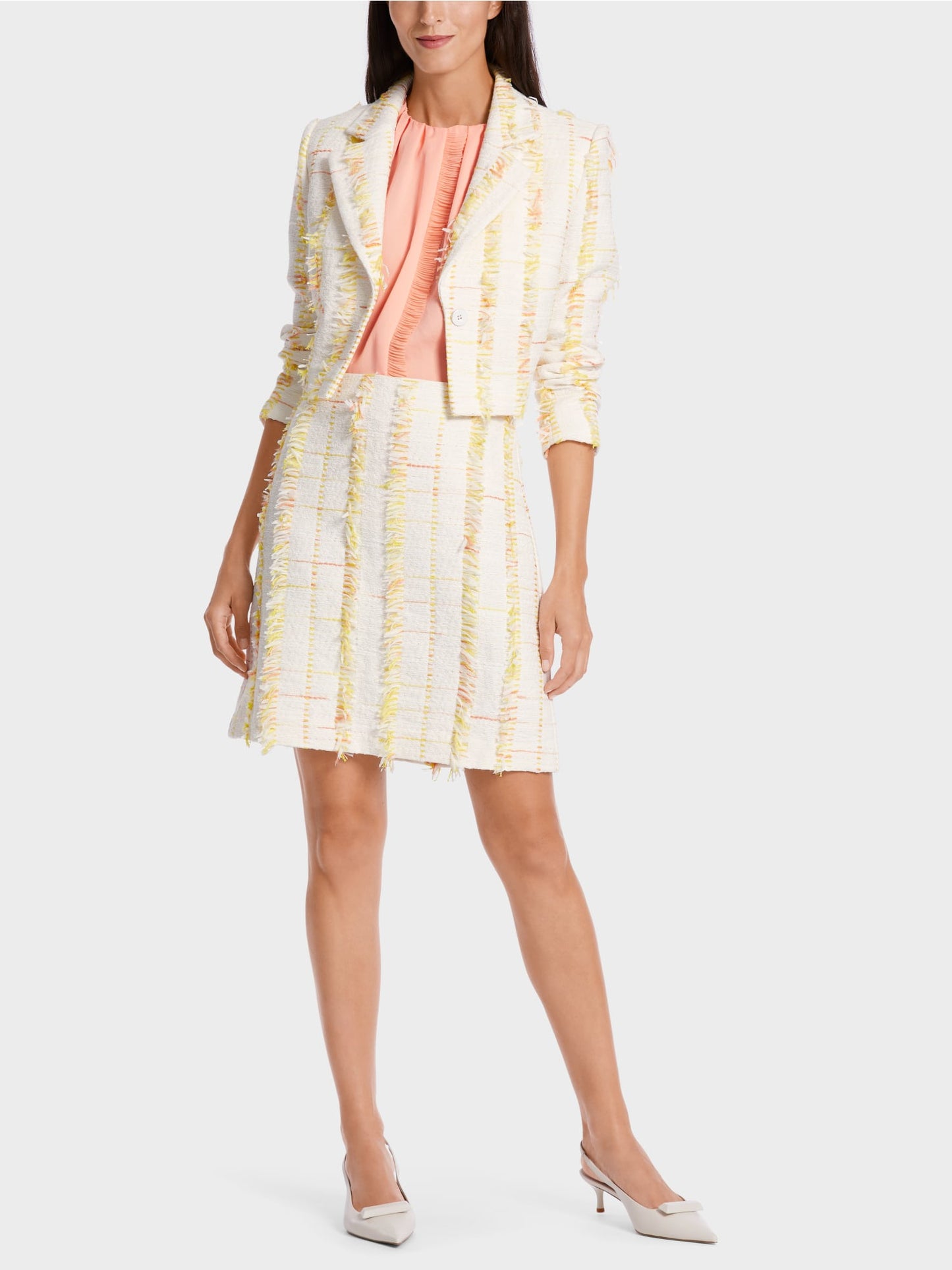 Marc Cain Short Blazer With Quilted Edges in Pale Lemon