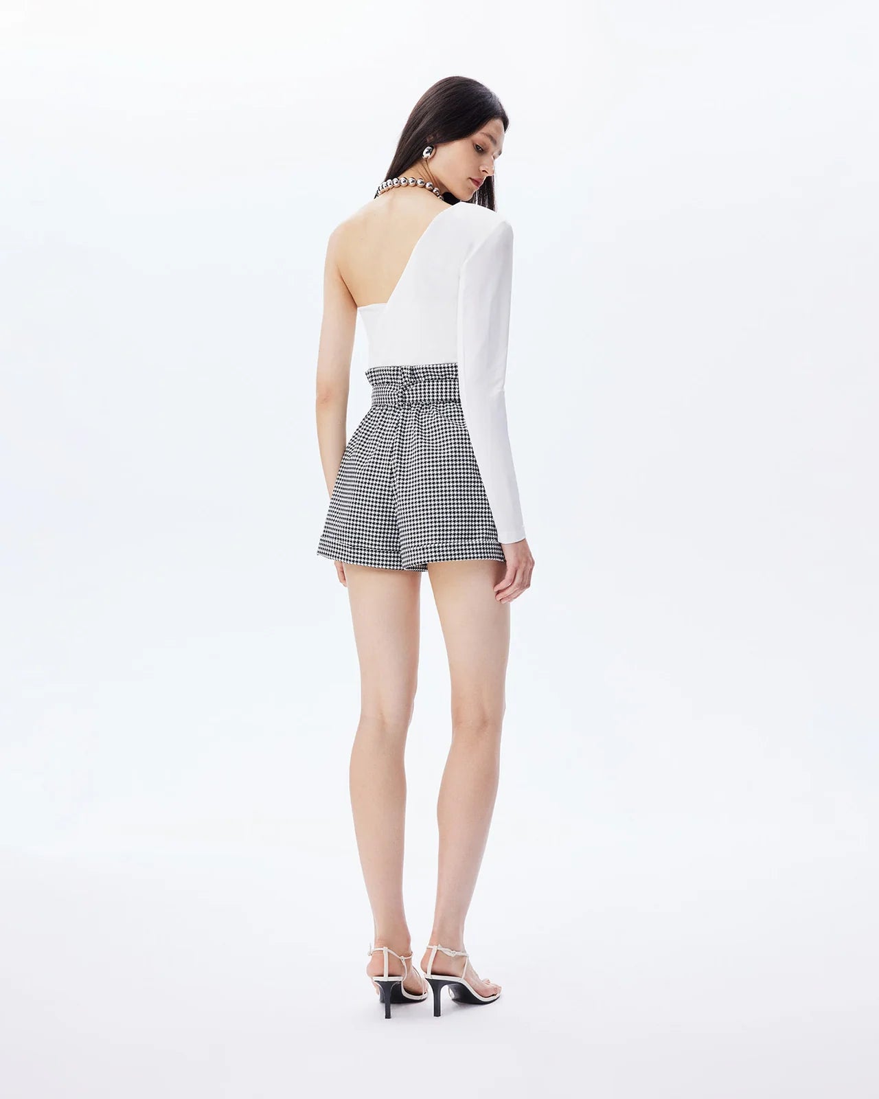 THEO Erato Paper Bag Houndstooth Short