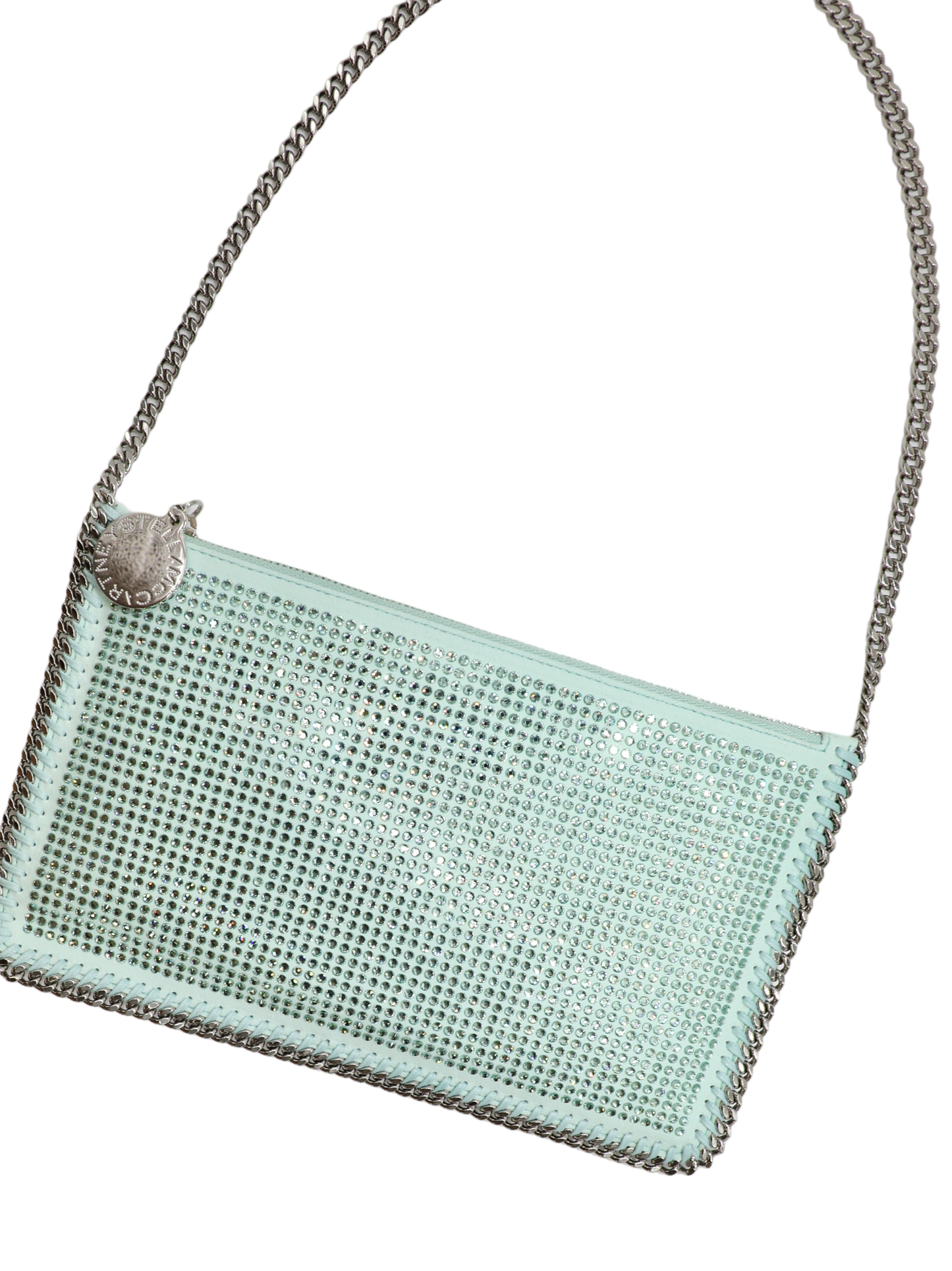 Stella McCartney Pochette Accessoir All Over Crystal Hotfix in Light Azure