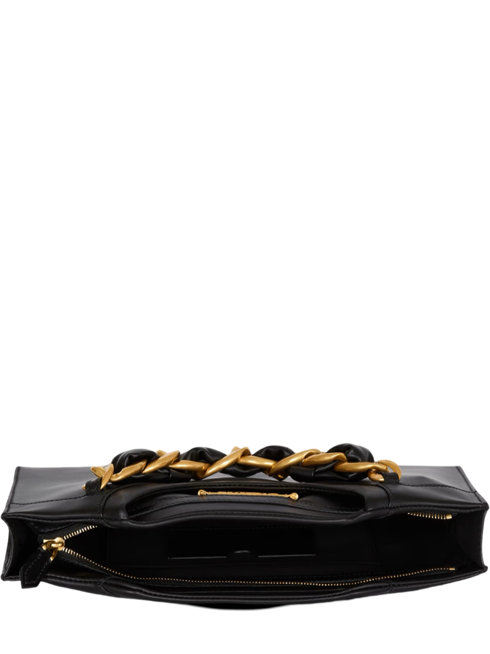 Balmain Crewneck Zipped Calfskin Pouch in Noir