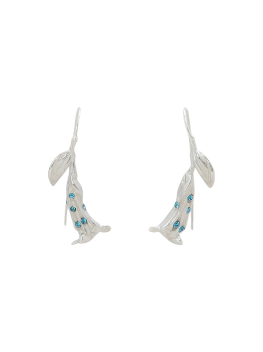 Marni Metal Calla Lily Earrings With Crystals