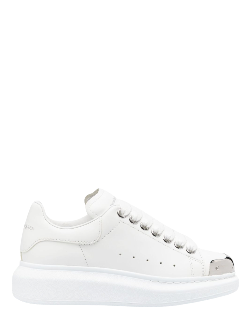 Alexander McQueen Sneaker Pelles in White/Silver