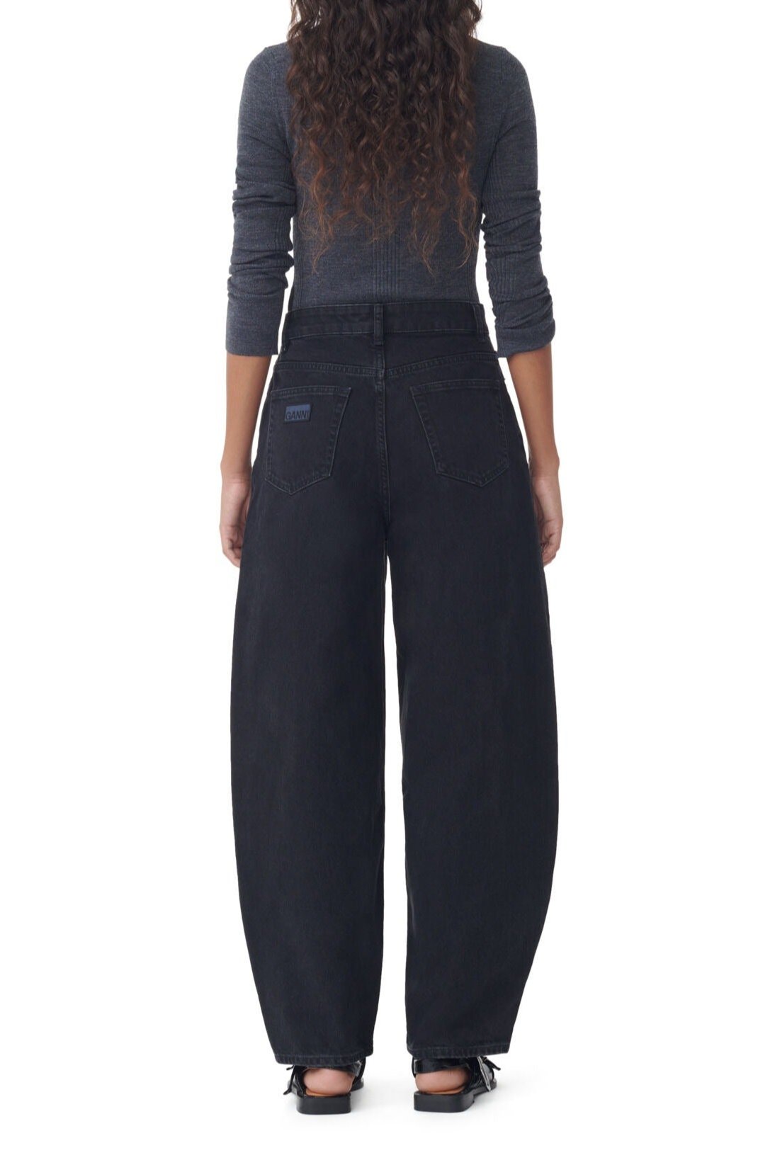 Ganni Rigid Denim Stary in Washed Black/Black