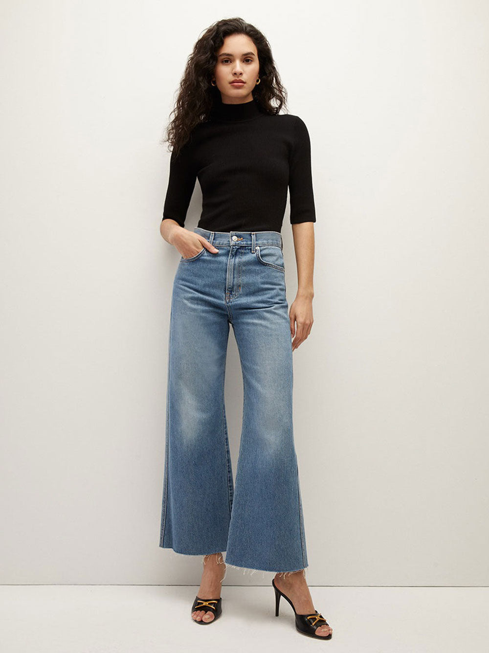 Veronica Beard Taylor Cropped High Rise Wide Jean in Wanderer