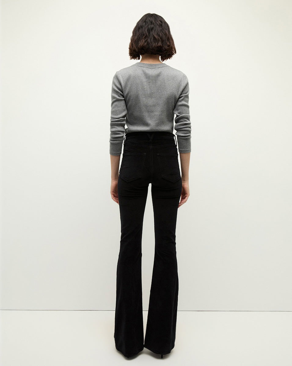 Veronica Beard Beverly Velvet Skinny-Flare Jean in Black