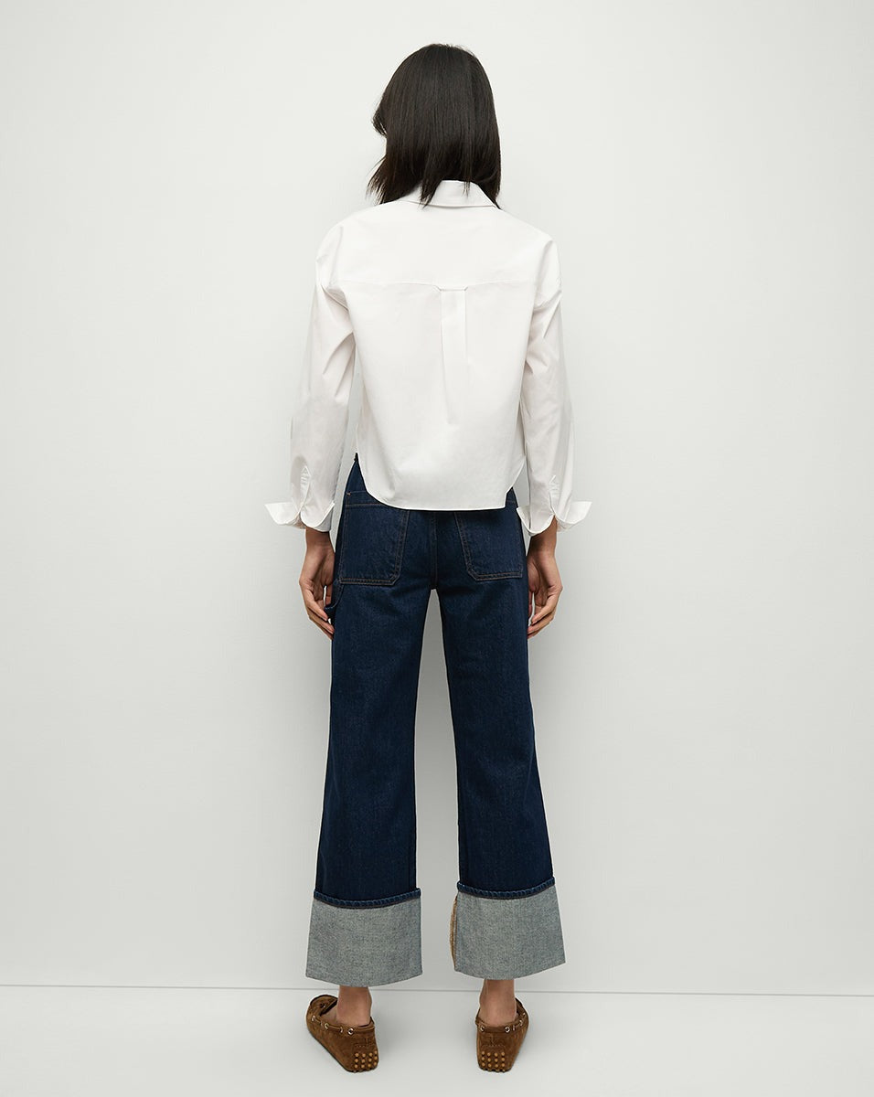 Veronica Beard Dylan Cuffed Cargo Straight-Leg Jean in Indigo Rinse