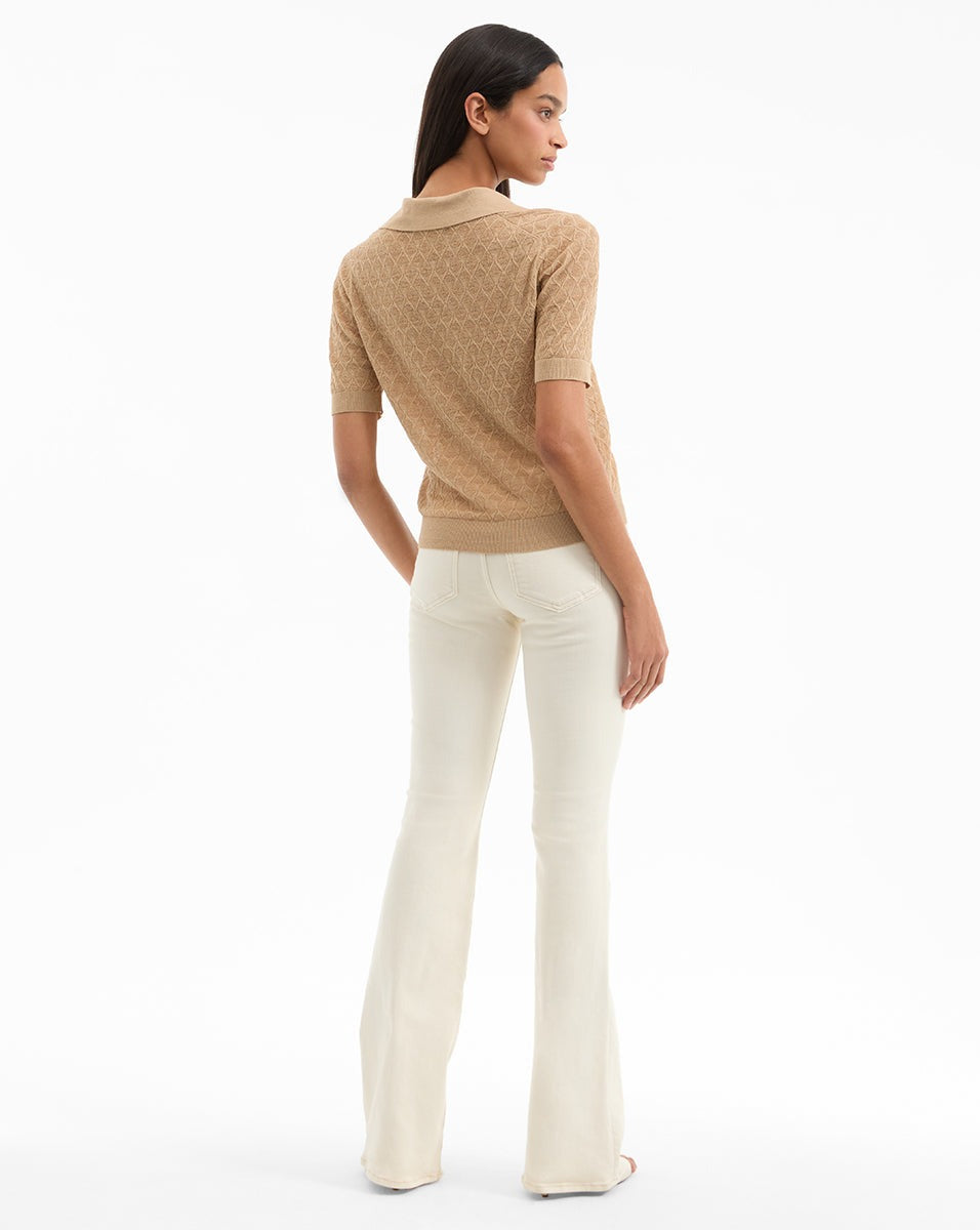Veronica Beard Beverly High Rise Skinny Flare in Ecru