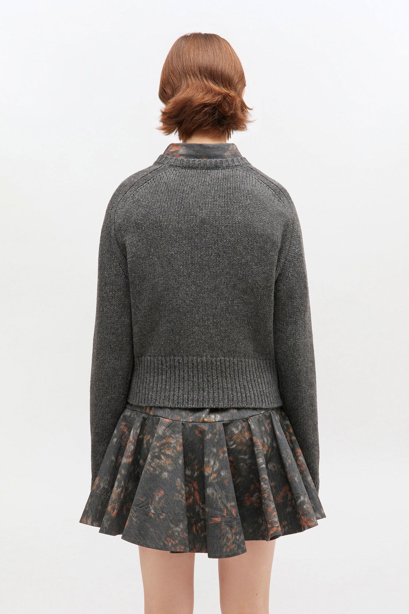 Ganni Wool Yak Mix Deep V-Neck in Phantom