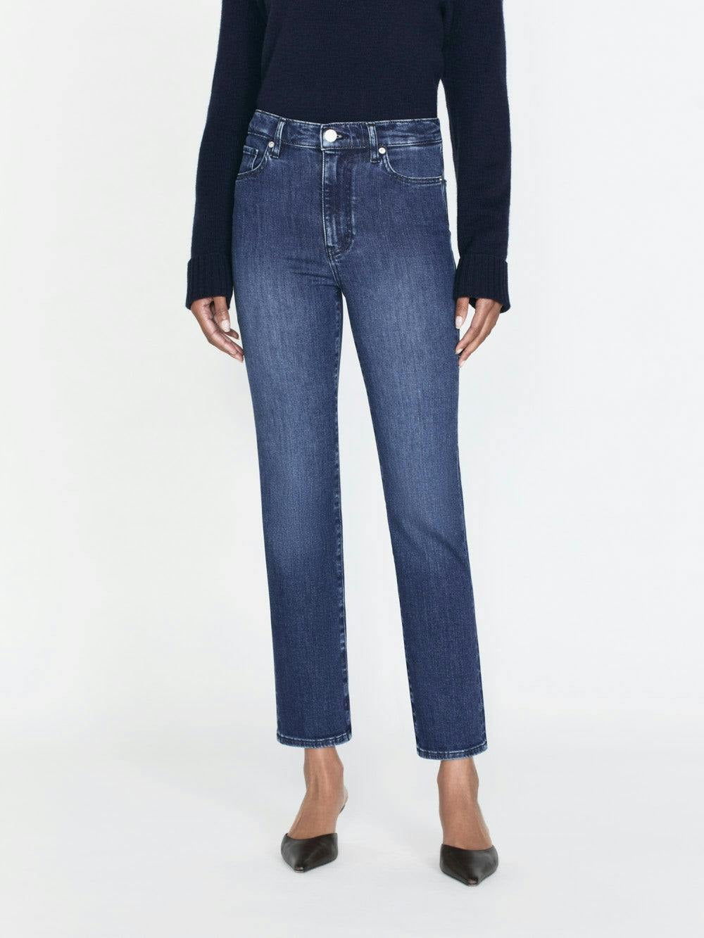 Frame Le Sleek Straight Denim Jeans in Thunderstorm