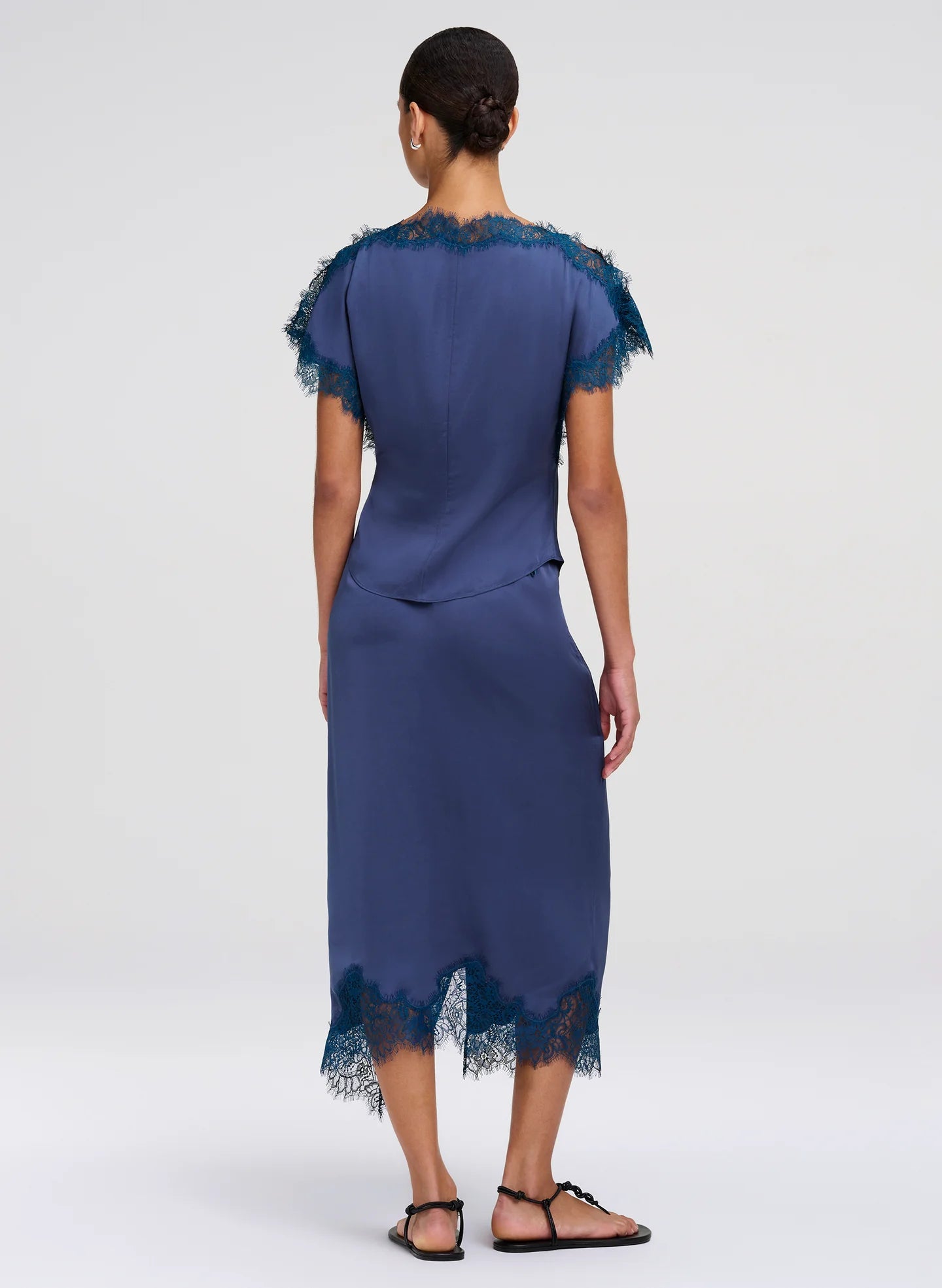 ALC Luna Satin and Lace Top in Ash Blue