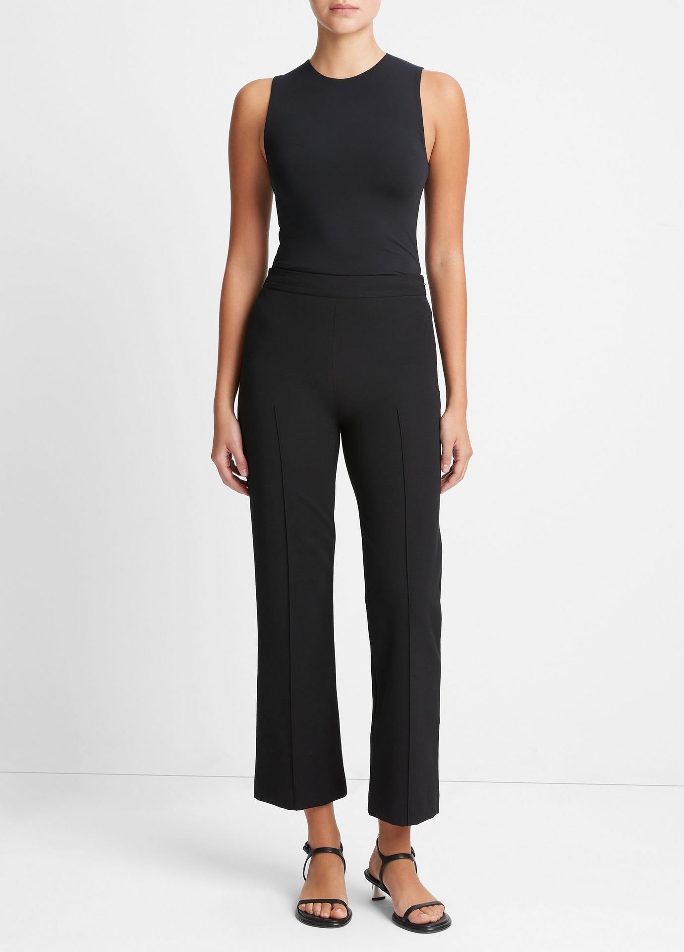 Vince Mid-Rise Pintuck Crop Flare Pant in Black