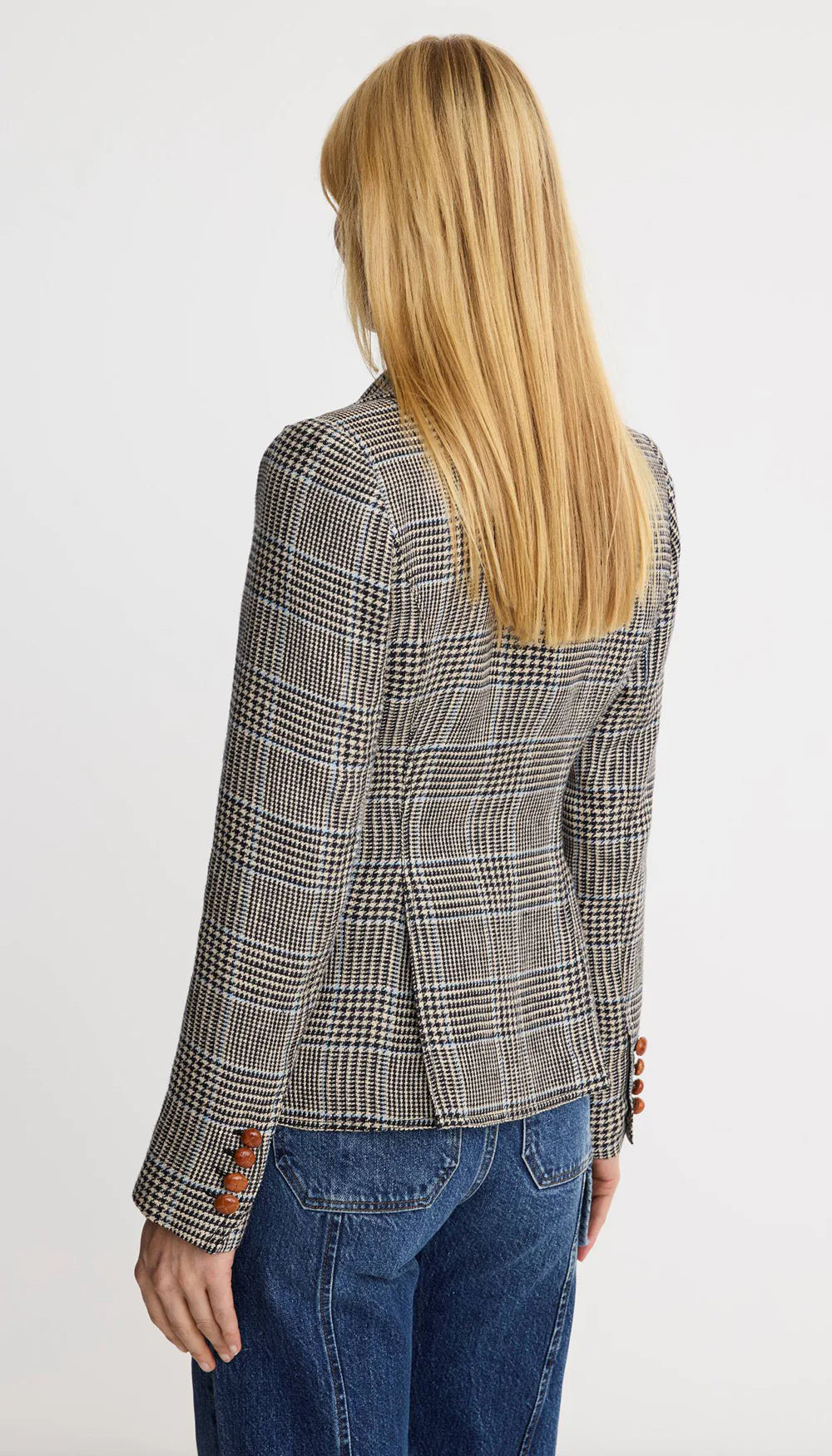 Smythe Patch Pocket One Button Blazer in Classic Glen Check
