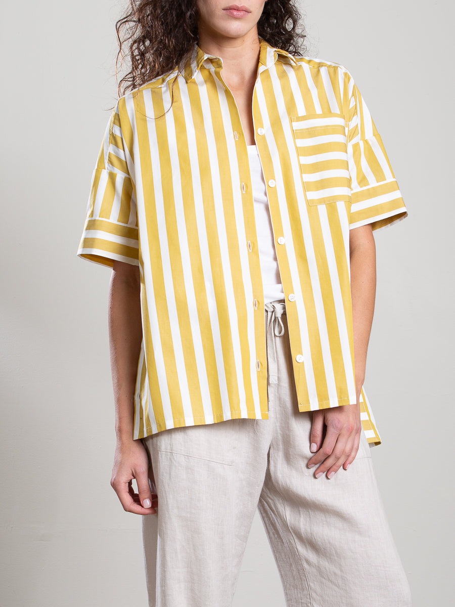 Pharaoh Payton Shirt in Cotton Stripe in Sun
