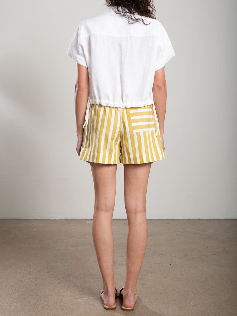 Pharaoh Poppy Cotton Stripe Short in Sun