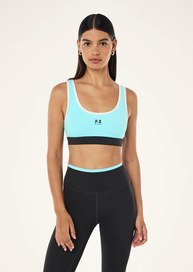 P.E Nation Pursuit Sports Bra in Aqua