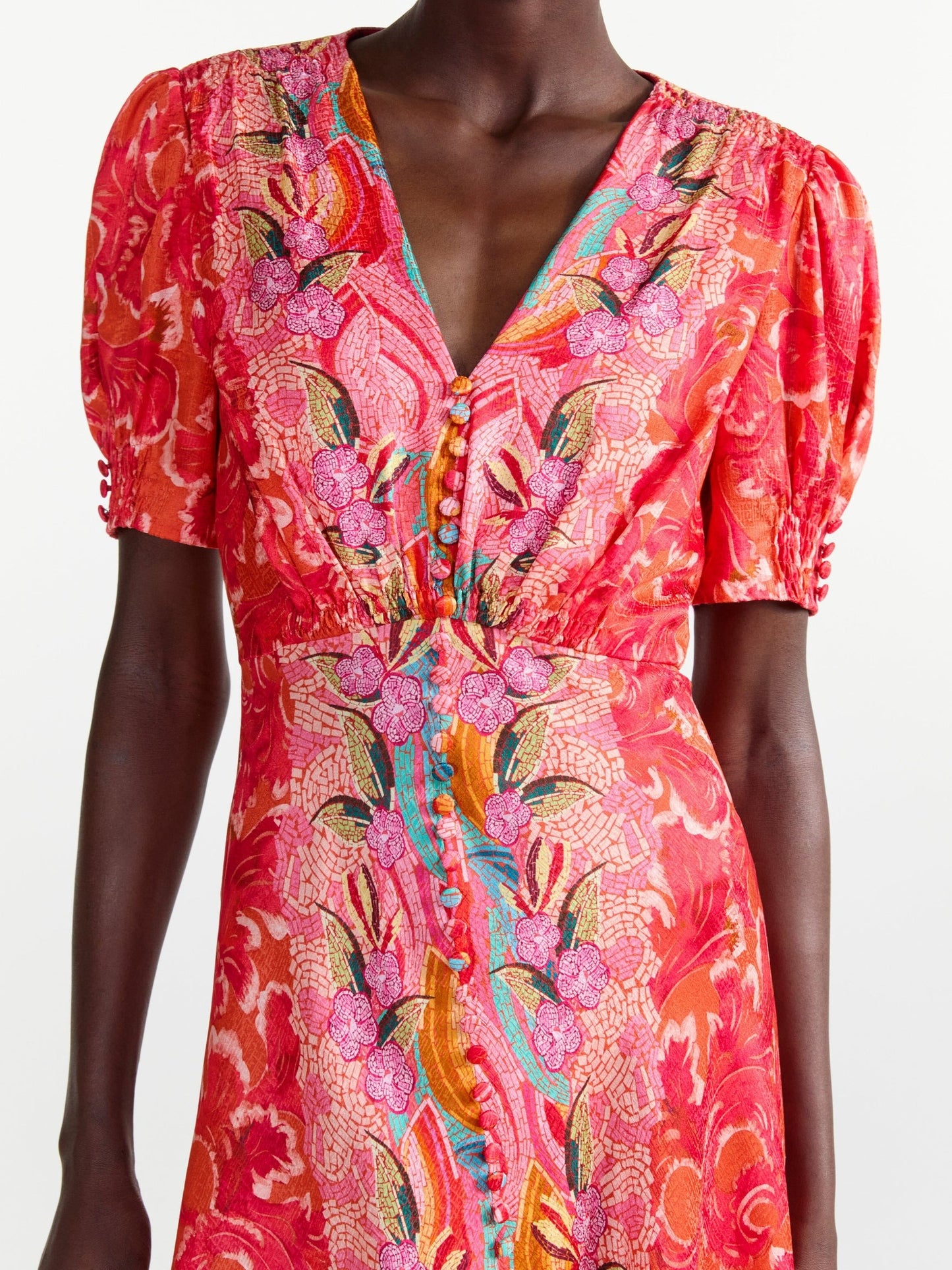 Saloni Lea Long Dress in Traceri Mosaic
