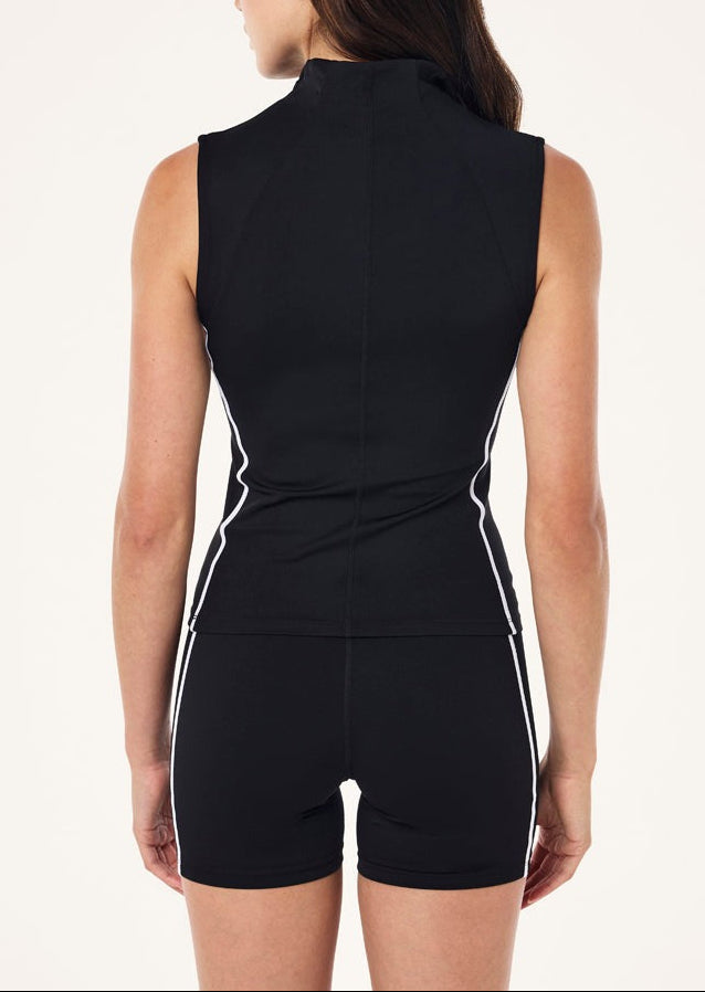 P.E Nation Routine Quarter Zip Tank in Black/Optic White