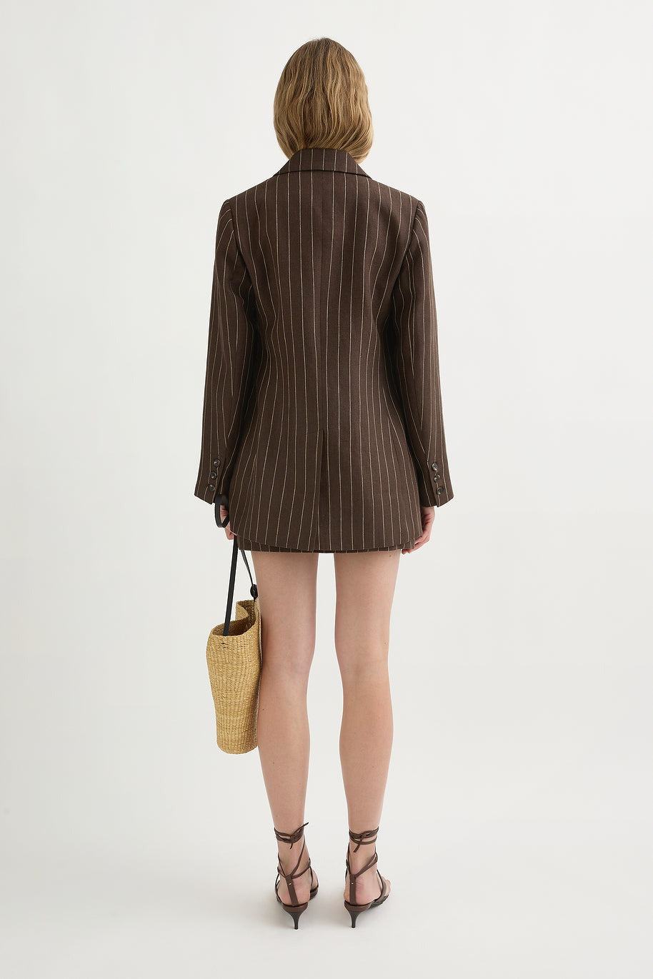 Posse Leon Blazer in Chocolate Cream Pinstripe