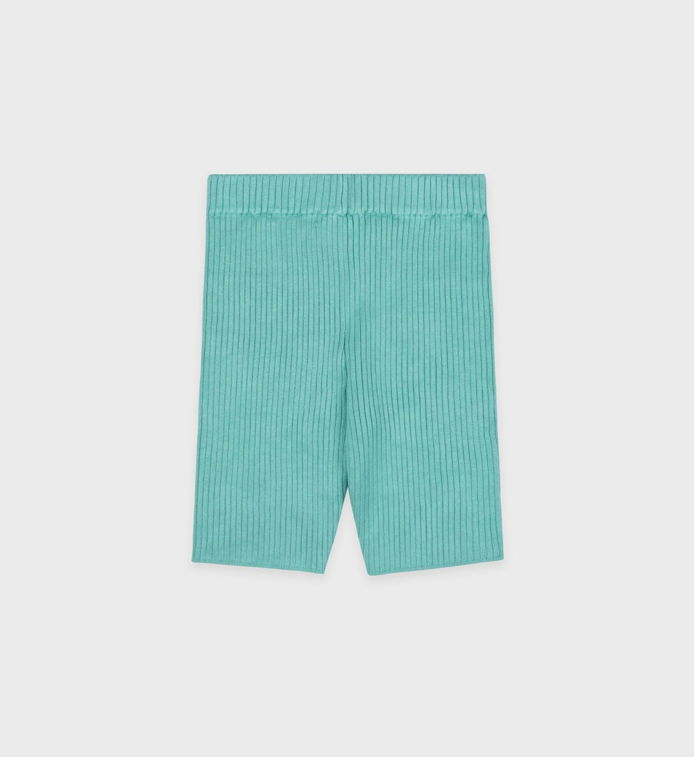 Sporty & Rich Ribbed Biker Short in Aquamarine