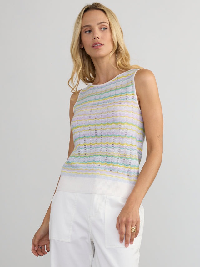 Margaret O'Leary Chevron Tank in Mint Mix