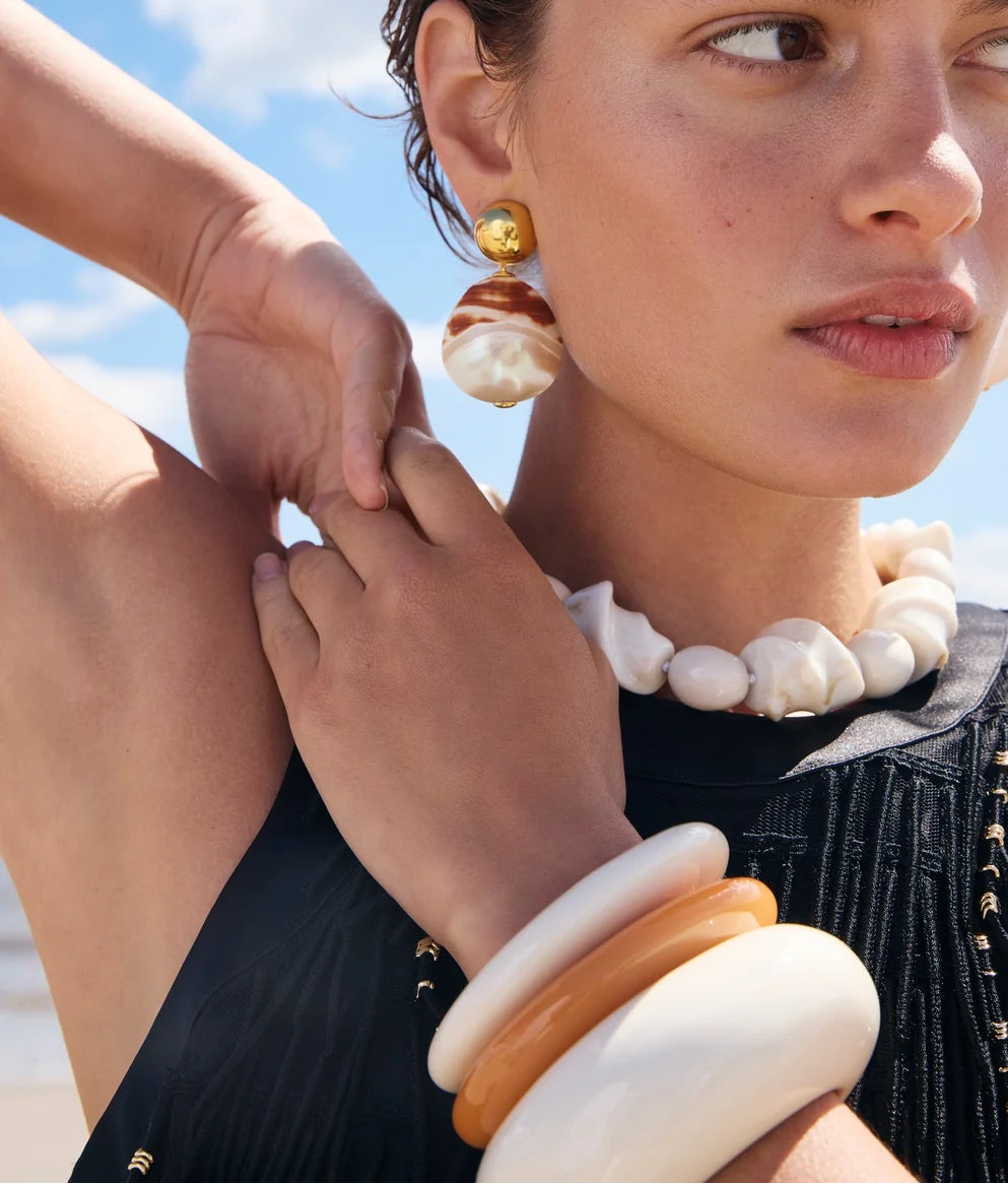 Lizzie Fortunato Rodan Pearl Earrings in Tigre (Clip On)