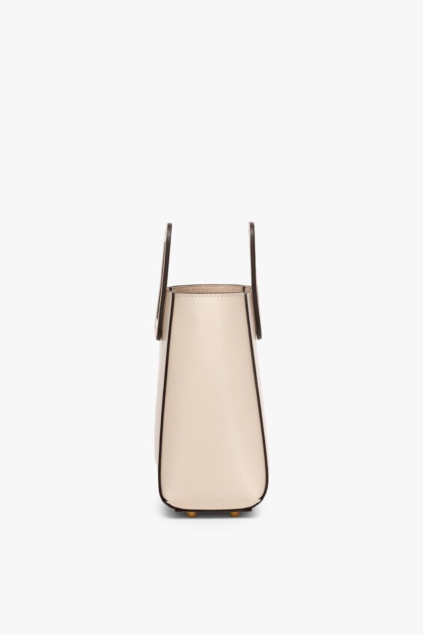 Staud Mini Shirley Leather Bag in Cream Contrast