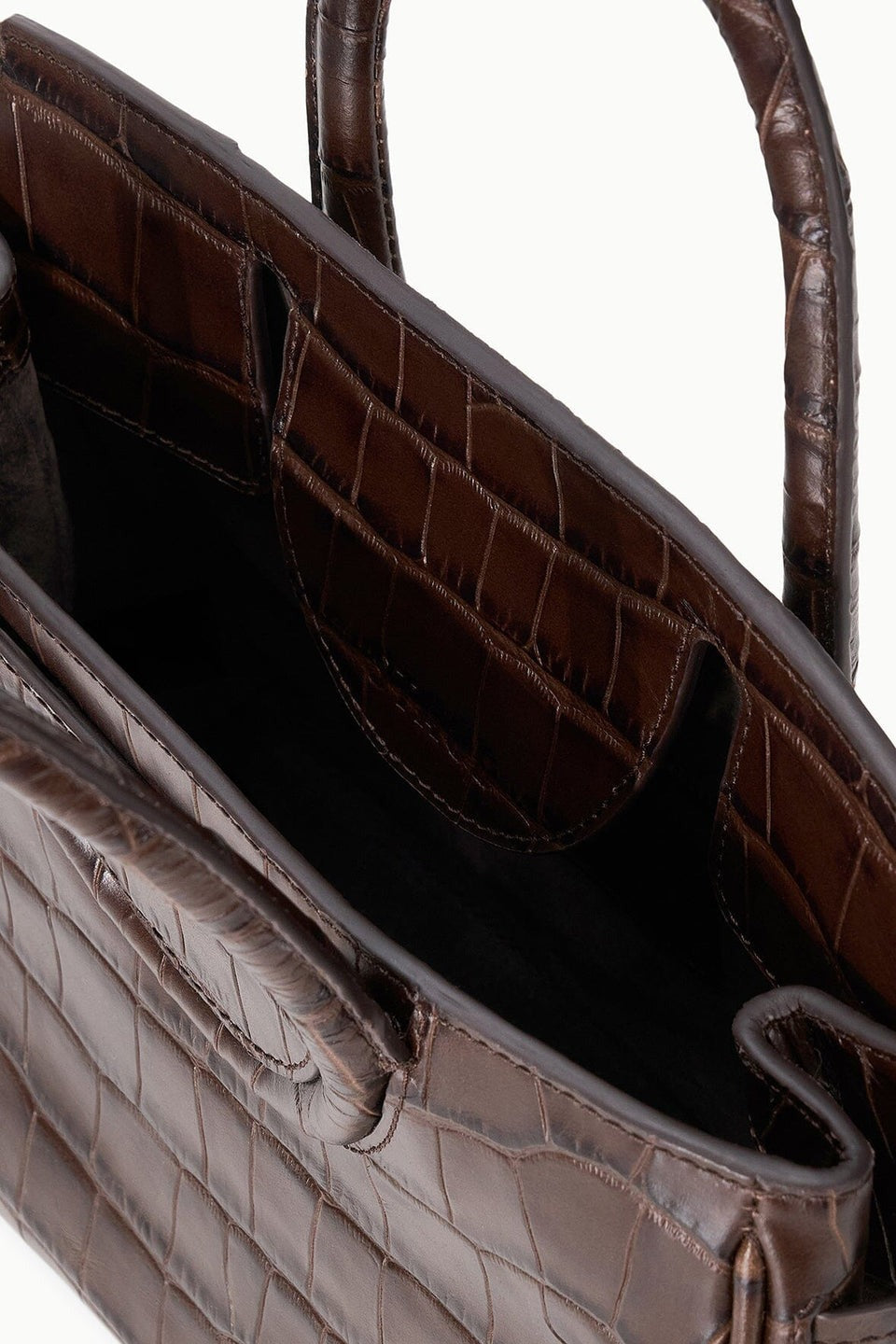 Staud Maude Mini Carryall in Espresso Croco