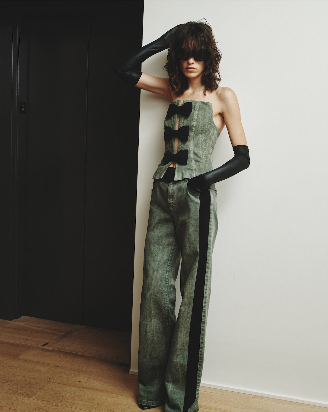 Hellessy Walters Jeans in Olive Distress/Black Olive Distress