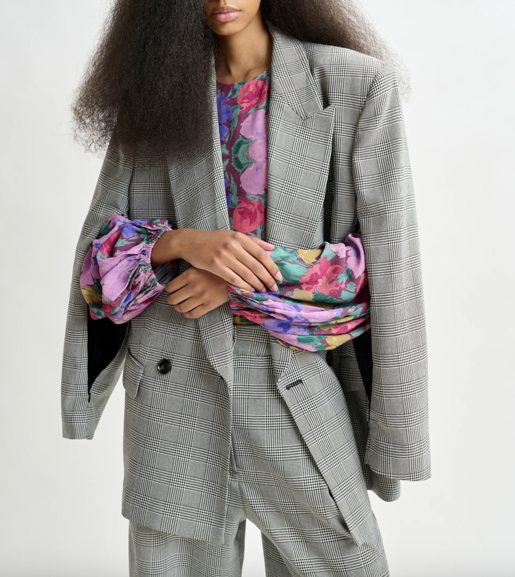 Essentiel Antwerp Ipursuit Double-Breasted Blazer in Black/Gray