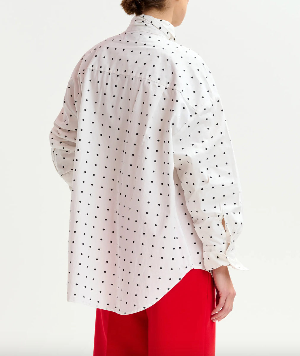 Essentiel Antwerp Imoverit Polkadot Cotton Shirt With Pussy Bow