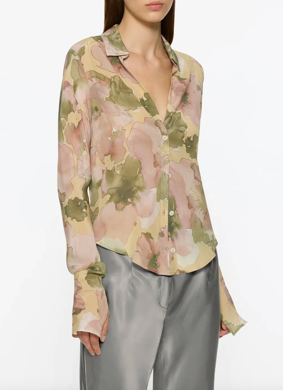 Paris Georgia Sheer Silk Shirt in Floral Print