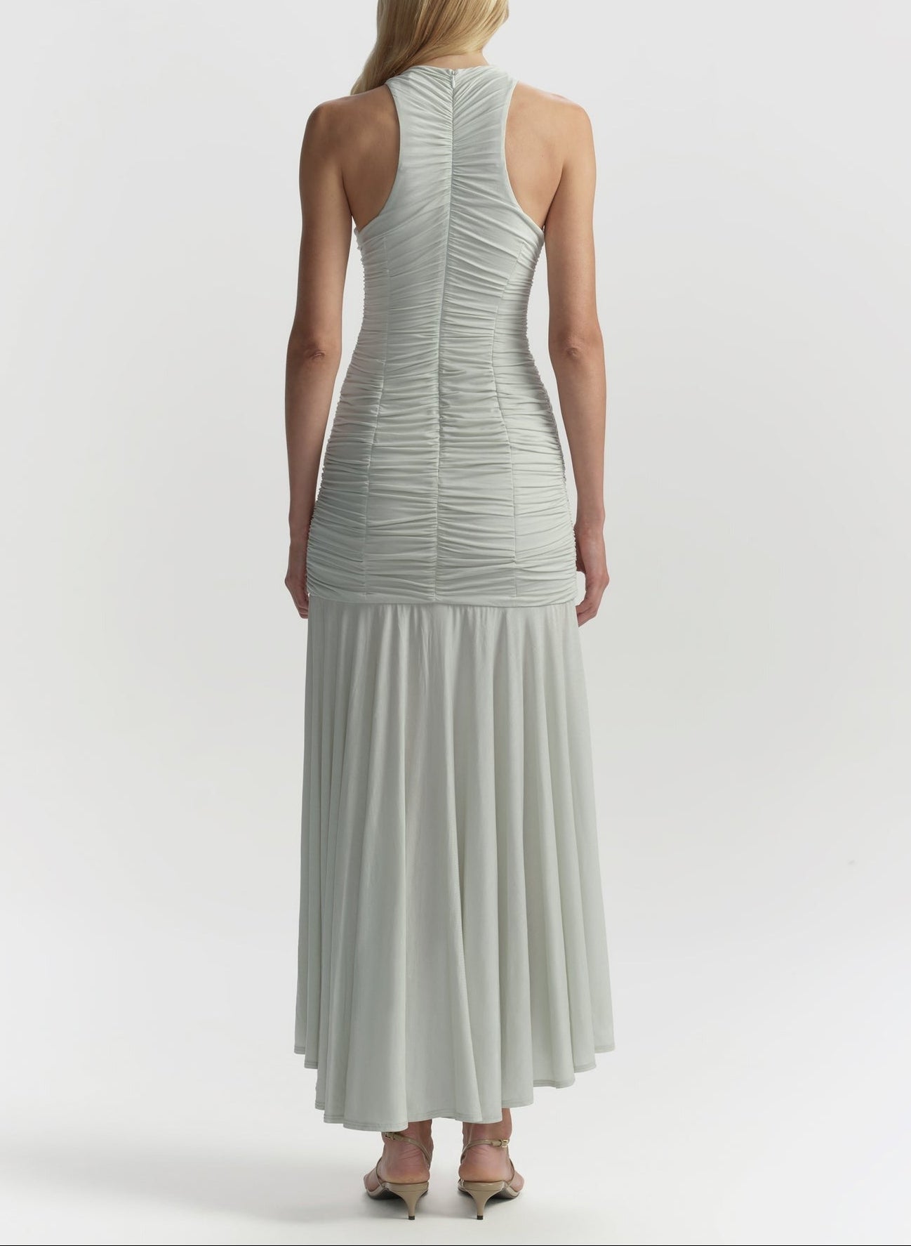 ALC Ayla Ruched Knit Midi Dress in Pale Mint
