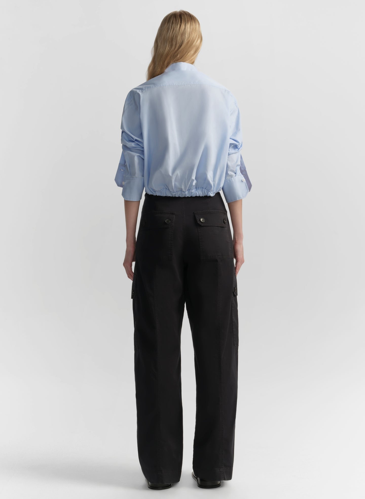 A.L.C. Leo Cropped Cotton Shirt in French Blue