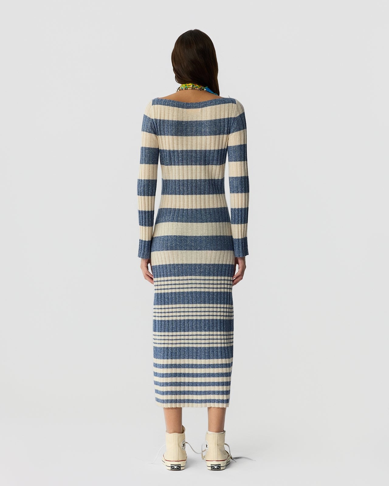 Guest in Residence Striped Rib Dress in Navy/Cream